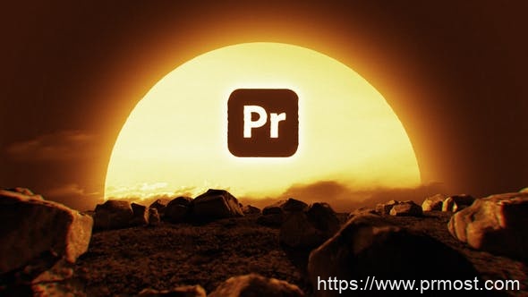 4358-沙漠中的日落徽标动态演绎Pr模板Sunset In The Desert PP