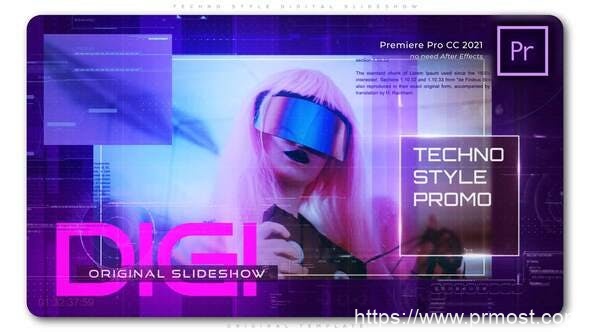 4391-电子音乐风格的数字幻灯片视频展示Pr模板Techno Style Digital Slideshow