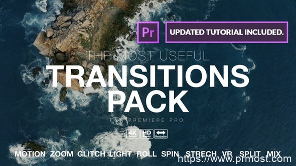 4425-Premiere Pro最有用的转场过渡展示Pr模板The Most Useful Transitions Pack for Premiere Pro