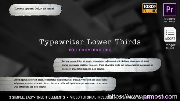 4560-打字机下部三分之一文字标题字幕演绎Pr模板Typewriter Lower Thirds | MOGRT for Premiere Pr