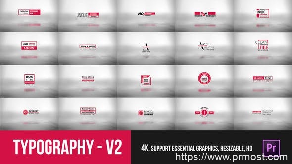 4572-文字标题动画排版动态演绎Pr模板Typography Essential V2 – Mogrt