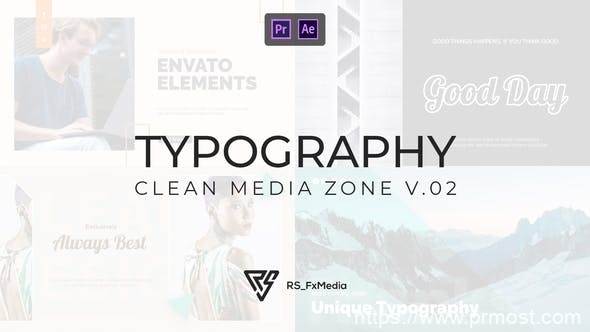 4589-文字标题排版幻灯片简洁社交媒体展示Pr模板Typography Slide – Clean Media Zone V.02 | MOGRT