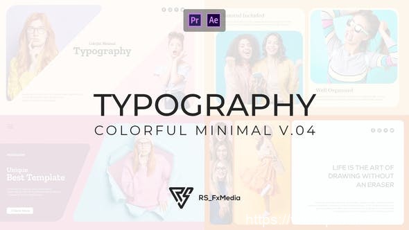 4590-彩色文字标题排版幻灯片展示Pr模板Typography Slide – Colorful Minimal V.04 | MOGRT