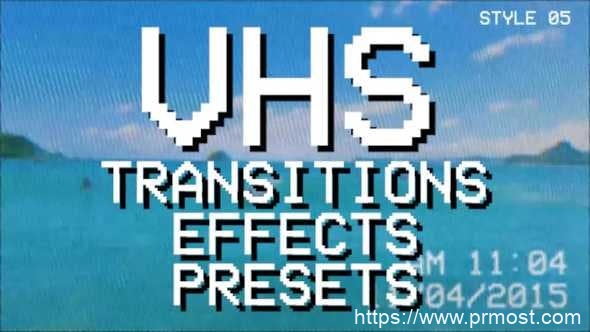 4759-转场过渡复古效果预设图片视频展示Pr模板VHS Pack: transitions, effects, presets