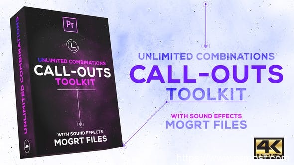 4769-适用于Premiere Pro的小故障过渡标题动态演绎Pr模板Call-Outs Tool Kit | MOGRT Files for Premiere Pro