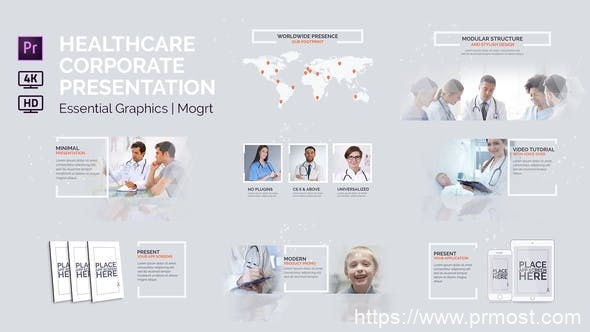 4777-医疗保健企业基本图表动态演示Pr模板Healthcare Corporate Presentation | Essential Graphics | Mogrt