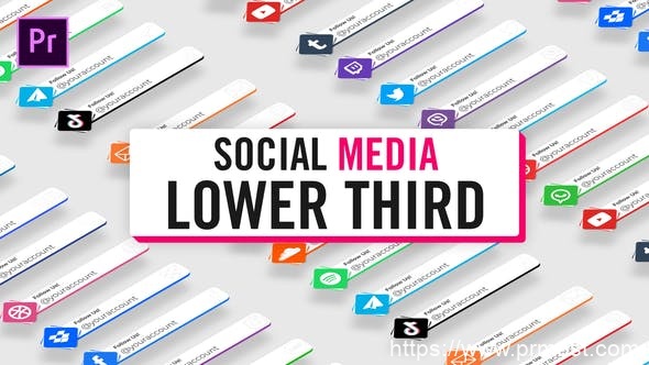 4789-单色社交媒体下三分之一标题栏目包装Pr模板Unicolor Social Media Lower Thirds
