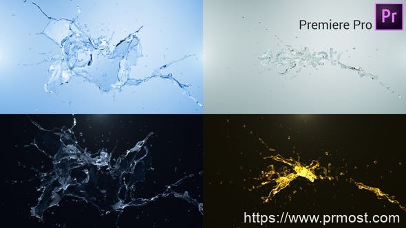 4822-适用于Premiere Pro的水花标志展示动态演绎Pr模板Water Splash Logo Reveal – Premiere Pro