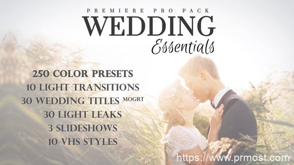 4838-Premiere Pro的浪漫婚礼胶片视频展示Pr模板Wedding Essentials Pack for Premiere Pro