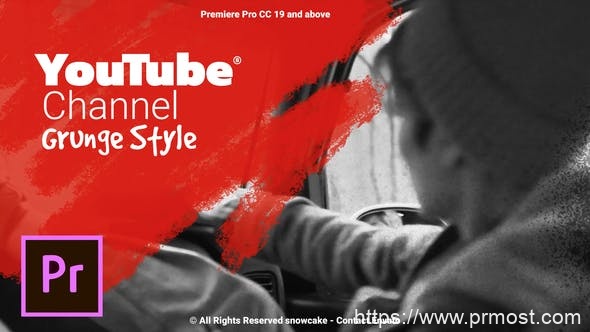 4899-适用于Premiere Pro的YouTube频道垃圾风格图文展示Pr模板YouTube Channel Grunge Style For Premiere Pro