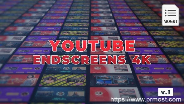 4911-YouTube社交媒体终端屏幕视频展示Pr模板YouTube EndScreens 4K v.1 – MOGRT