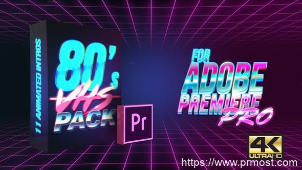 4957-适用于Premiere Pro的80年代数字失真开场图片视频展示Pr模板80’s VHS Intro Pack | MOGRT for Premiere Pro