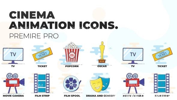 5015-电影图标动画动态演绎Pr模板Cinema – Animation Icons (MOGRT)
