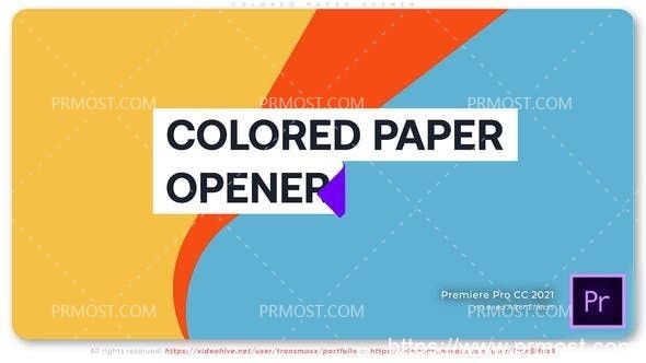5024-彩色条过渡开启图片视频展示Pr模板Colored Paper Opener