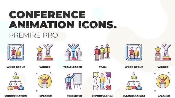 5036-会议和协作图标动态演绎Pr模板Conference & Collaboration – MOGRT Icons