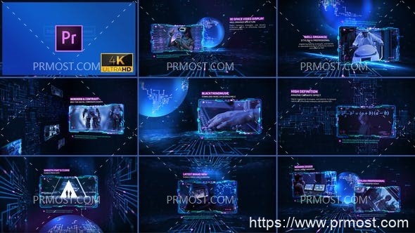 5063-数字技术集成幻灯片标题展示Pr模板Digital Tech Integrated Slideshow 4k Mogrt