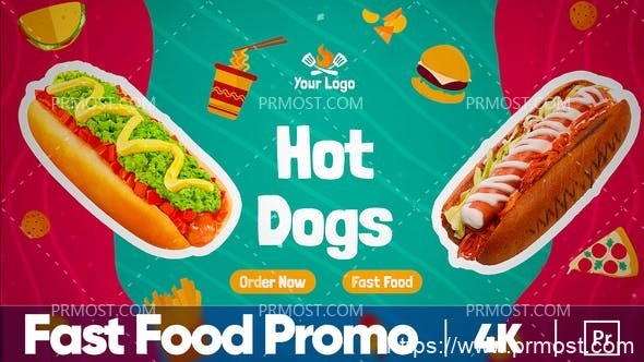 5090-快餐美食促销宣传推广Pr模板Fast Food Promo | MOGRT