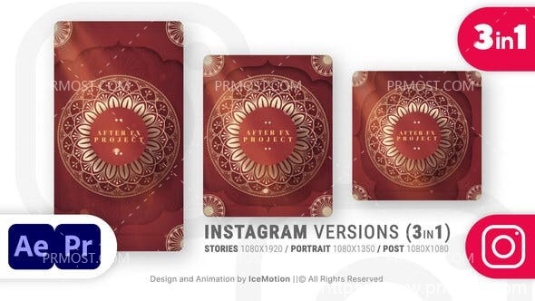 5139-Instagram斋月开场图片标题展示Pr模板Instagram Ramadan Intro || Ramadan Opener (3 in 1) (RED)(MOGRT)