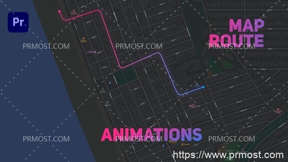 5172-映射路线信息图表动画演绎Pr模板Map Route Animations