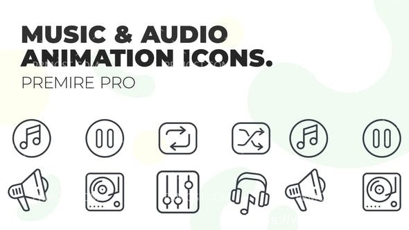5199-音乐和音频用户界面图标动态演绎Pr模板Music & Audio – MOGRT UI Icons