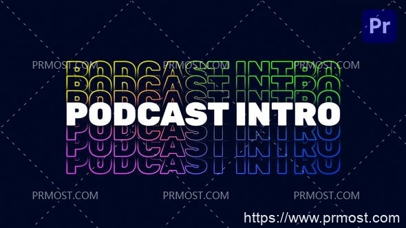 5226-播客多彩标题动态展示Pr模板Podcast Intro | Mogrt