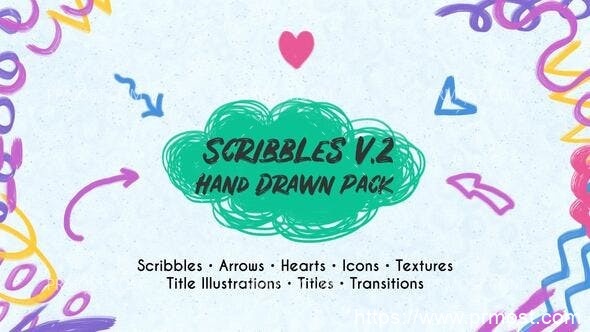 5268-涂鸦手绘标题徽标展示Pr模板Scribbles v.2. Hand Drawn Pack