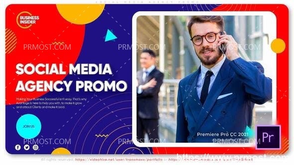 5290-社交媒体产品促销活动标题视频展示Pr模板Social Media Agency Promo