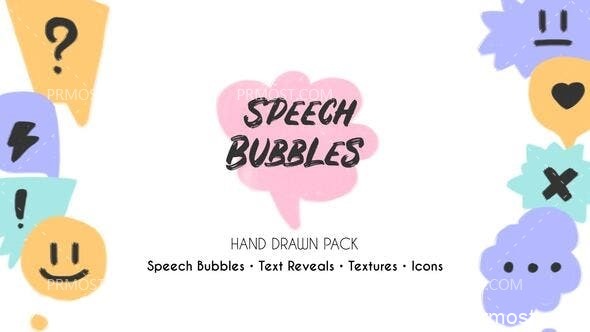 5296-手绘泡泡多彩动画图标动态演绎Pr模板Speech Bubbles – Hand Drawn Pack
