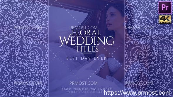5344-婚礼文字标题图片动态演绎Pr模板Wedding Titles | Floral Pack