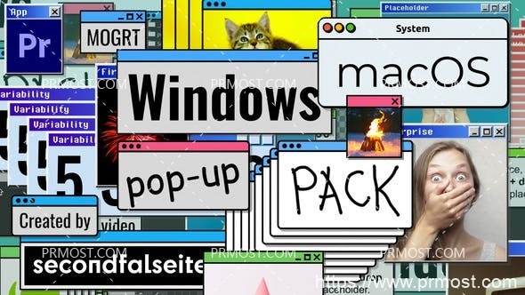 5828视窗/苹果机弹出包特效AE模版Pr模版Windows / macOS Pop-up Pack | Premiere Pro