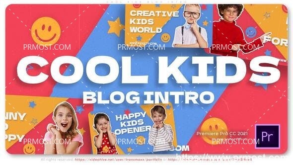 5875孩子博客创意Mogrt动画Pr模板Cool Kids Blog Intro