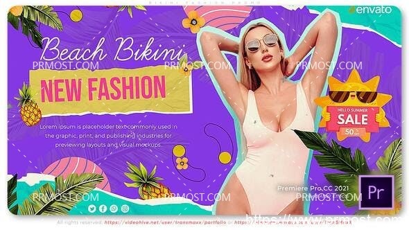 5881比基尼时尚宣传片Pr模板Bikini Fashion Promo