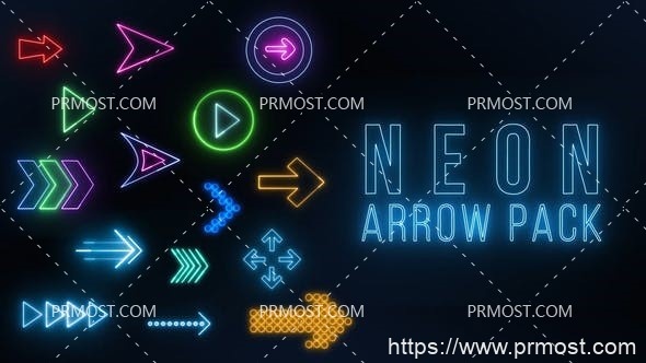 5988霓虹箭头包动画Pr模板Neon Arrow Pack