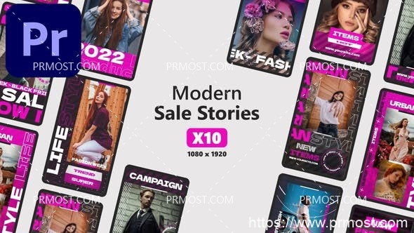 5995现代销售促销宣传Pr模板Modern Sale Stories