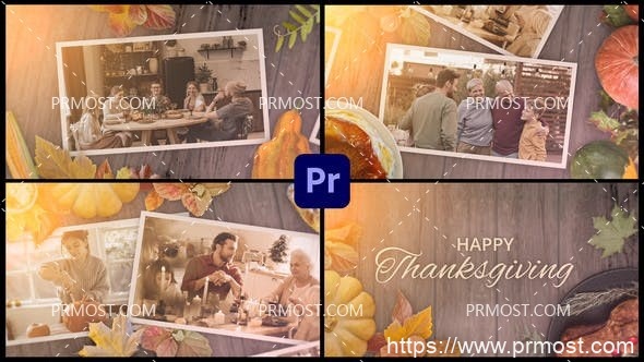 6084感恩节图文展示动画Pr模板Thanksgiving Day Slideshow Opener for Premiere Pro