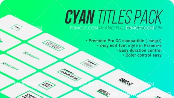 6101创意文字标题动画Pr模板Cyan. – Titles Pack for Premiere Pro