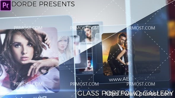 6117玻璃投资组合图文展示动画AE模板Pr模板Glass Portfolio Gallery – Premiere Pro Mogrt Project