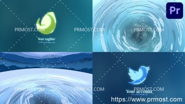 6131Premiere Pro的水旋流logo演绎动画Pr模板AE模板Water Swirl Logo for Premiere Pro
