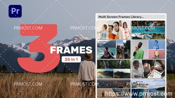 6174多屏幕视频开场Pr模板Multi Screen Frames Library – 3 Frames for Premiere Pro