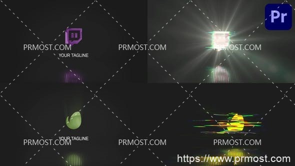 6274创意信号干扰logo演绎动画Pr模板AE模板Glitch Optical Logo for Premiere Pro