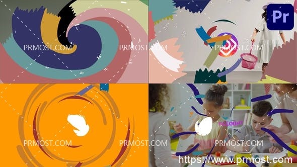 6288卡通多彩logo演绎动画Pr模板AE模板Colorful Cartoon Brushes Logo Opener Pack for Premiere Pro