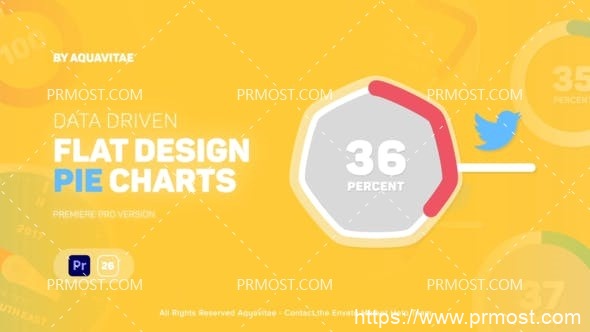 6381Premiere Pro的平面信息图表饼图动画Pr模板Flat Infographics Pie Charts l MOGRT for Premiere Pro