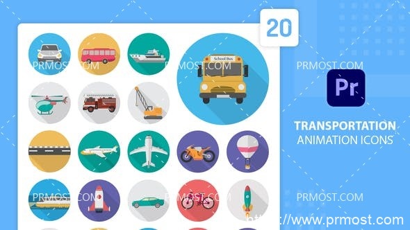 6416创意转场过渡动画Pr模板AE模板Transportation Animation Icons | Premiere Pro MOGRT