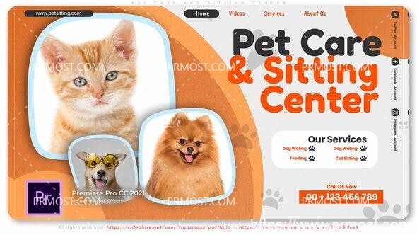 6418宠物护理和就座中心Pr模板Pet Care and Sitting Center
