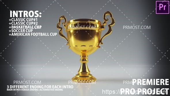 6429运动奖杯介绍动画Pr模板Solid Sport Trophy Intro (Opener) Premiere Pro