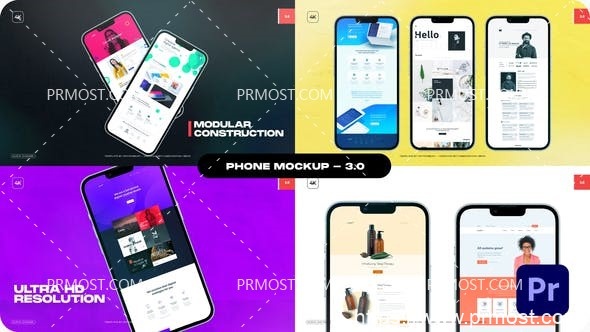 6435手机模型动画Pr模板Phone Mockup – Package 03 – Premiere Pro