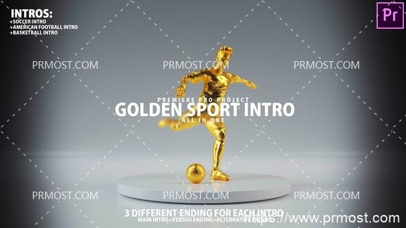 6441篮球和足球黄金体育介绍体育宣传片动画Pr模版Golden Sport Intro Sports Promo for Basketball, Soccer, Football Premiere Pro