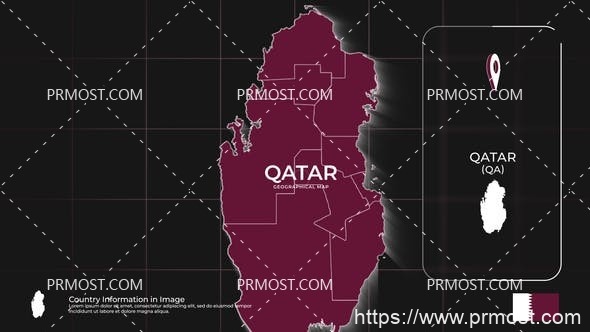 6553卡塔尔地图宣传片动画Pr模板AE模板Qatar Map Promo