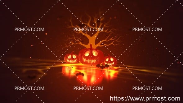 6630万圣节介绍Mogrt动画Pr模版AE模板Halloween Intro Mogrt
