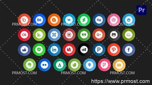 6679社交媒体动画Pr模板Social media icons PP | Part 2